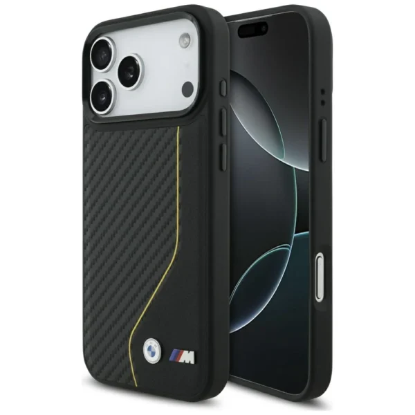 BMW M Carbon Line & Logo MagSafe Case – iPhone 17 Pro Max – Geel