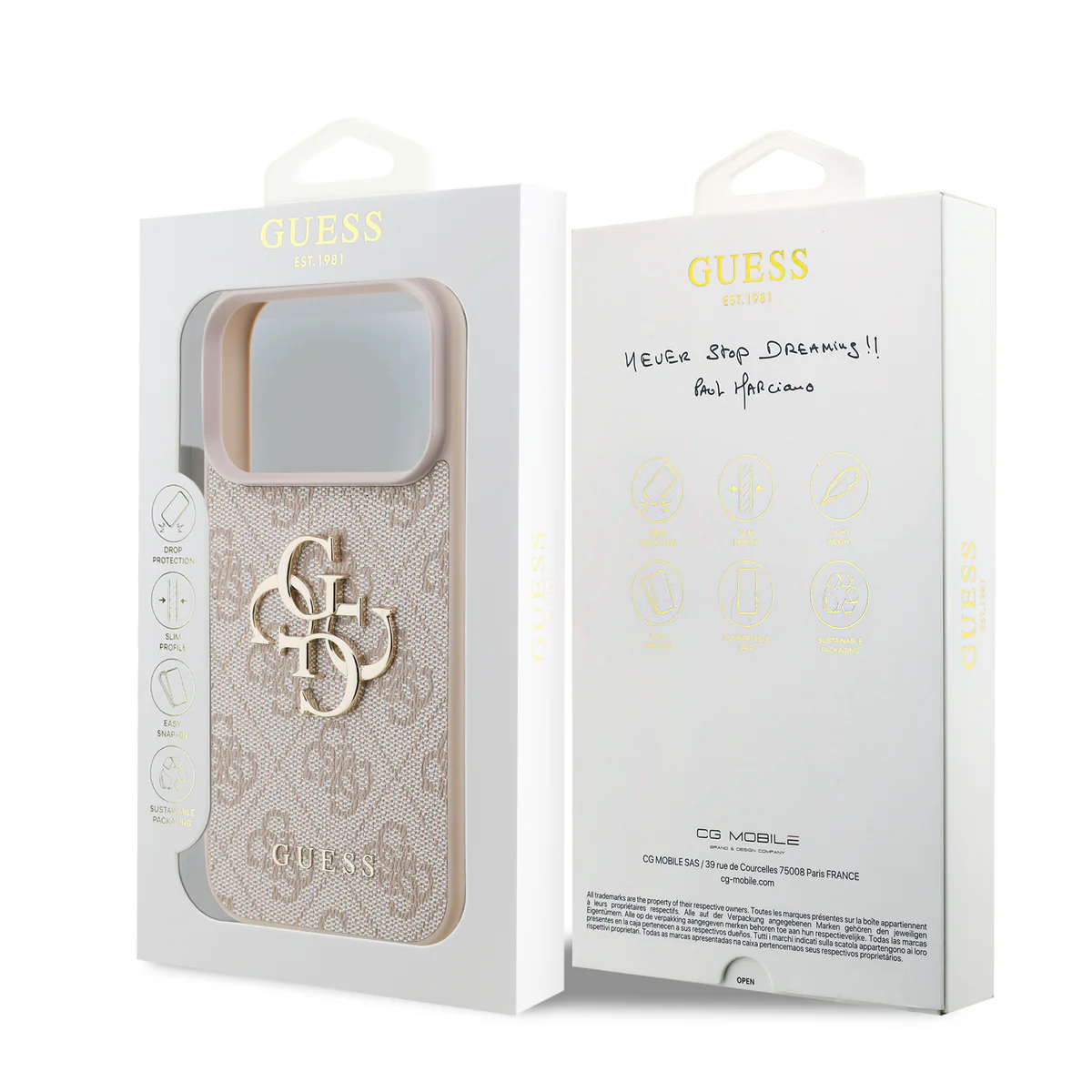 Guess Hardcase iPhone 17 Pro Max – Roze (4G PU Big Logo)