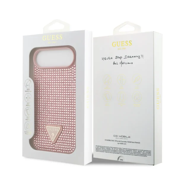 Guess Hardcase iPhone 17 Air – Roze (Rhinestone Triangle Logo)