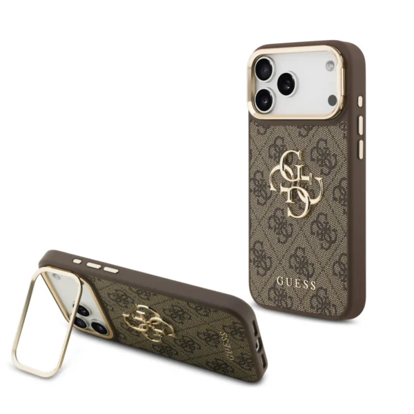 Guess HardCase 4G Classic Logo met Stand – iPhone 17 Pro – Bruin