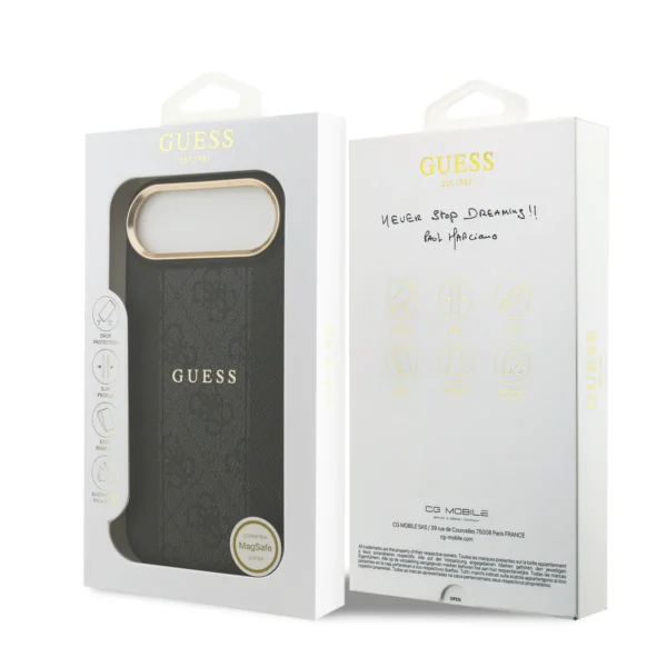 Guess MagSafe Hardcase iPhone 17 Air – Zwart (4G PU Stripe)