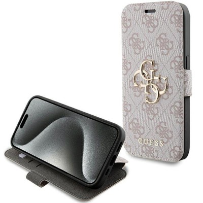 Guess 4G Big Metal Logo Hoesje voor iPhone 15 Pro Max, Roze